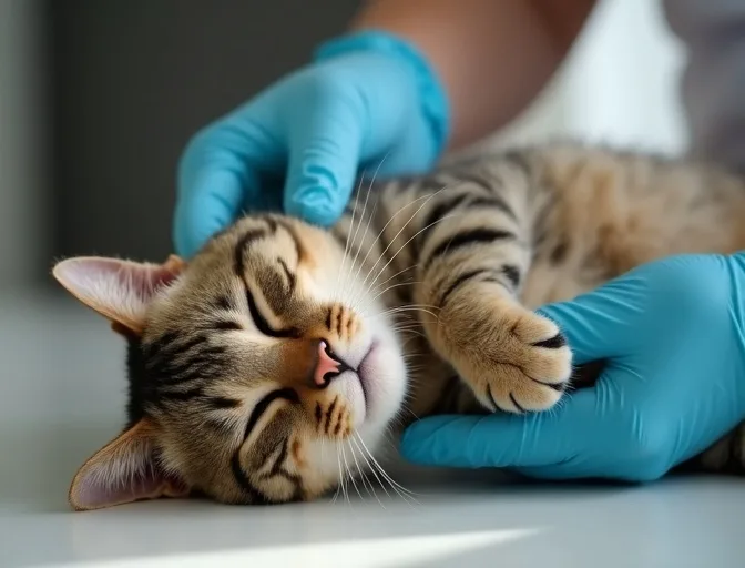 Specialist carefully handling a deceased cat with dignity in Officer